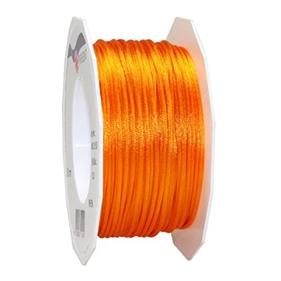 Image de PRÄSENT C.E. Pattberg RHEIN Fil Queue de Rat Orange, Bobine 50 m Cordon Satin pour Bracelet, cordelette Collier, Largeur 3 mm, Emballage Cadeau, Accessoire décoration