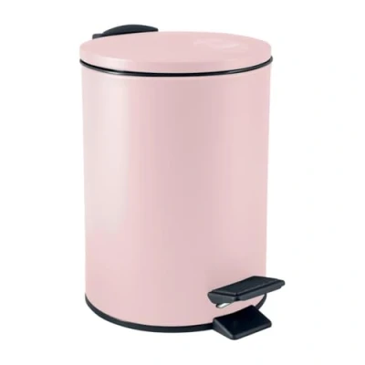 Image de Spirella, Poubelle à Pédale en Acier, Modèle Adelar, Mécanisme Slow Close, Le Couvercle se referme doucement et silencieusement, Revêtement Anti Traces de Doigts, Rose, 3 litres