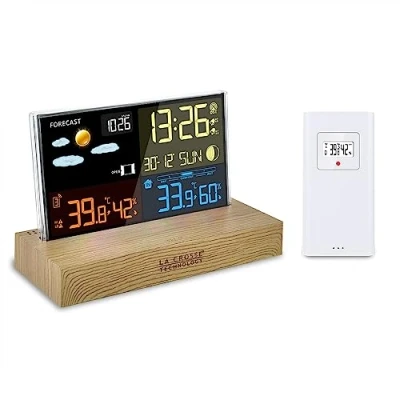 Image de La Crosse Technology WS6206 Station Météo Coloré avec Design Moderne Bois