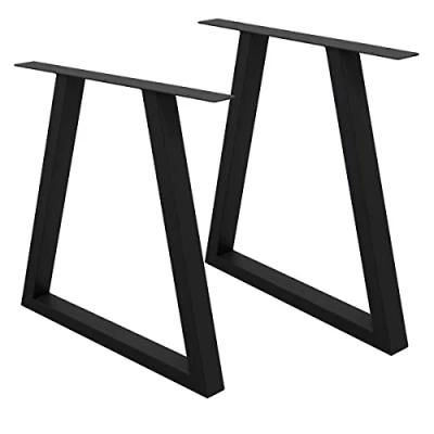 Image de ECD Germany Set de 2 Pieds Table 60 x 72 cm Rectangulaire Noir en Acier Revêtu Poudre Pied Meuble Piètement Banc Support Profil Carré Design Industriel avec Pièces Montage