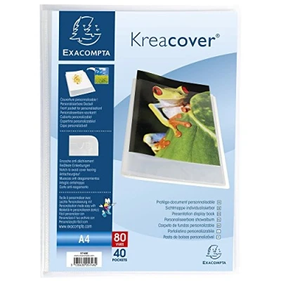 Image de Exacompta Réf. 5748E 1 Protège documents Kreacover Chromaline 40 pochettes cristal lisse 80 vues pour A4 dim 24 x 32 cm couverture en polypro semi rigide couleur incolore