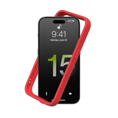Image de RhinoShield Coque Bumper Compatible avec [iPhone 15 Pro] CrashGuard Protection Fine Personnalisable Absorption des Chocs [sans BPA] Rouge
