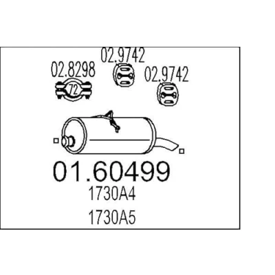Image de MTS 01.60499 Silencieux arrière 670 CITROËN: Berlingo / First I, I Van, PEUGEOT: Partner Combispace oscaro,