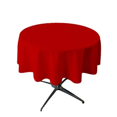 Image de La Nappe Ronde en Lin Polyester Popeline, Polyester, Red, 58&quot;