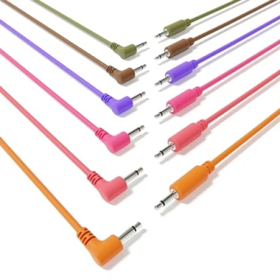 Image de ExcelValley 6B Pack Câbles Hybride Modulaires Mono Patch TS 3,5mm 1/8&quot;Eurorack Synth Synthétiseur [90cm 36&quot;]