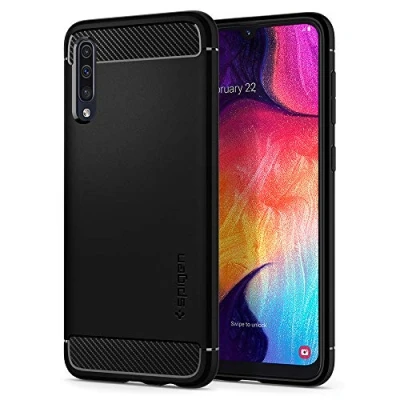 Image de Coque Samsung Galaxy A30s Silicones et TPU (doux) Spigen silicone/Coque Étui téléphone Noir Shockproof
