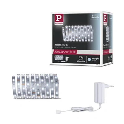 Image de Paulmann 79856 LED MaxLED 250 kit de Base 3 m lumière du Jour IP20 INCL 1x24 Watts Strip Bande Lumineuse 6500 K, Matière Plastique, 12 W, Cavalier, 3m