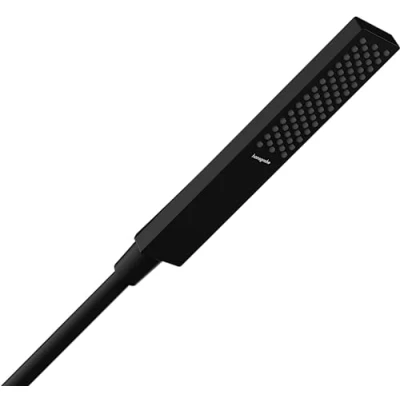 Image de hansgrohe Pulsify E Pommeau de douche économie d&#039;eau avec 5 l/min (EcoSmart+), Douchette à main 1 type jet (PowderRain), carré (100 x 25 mm), Noir mat