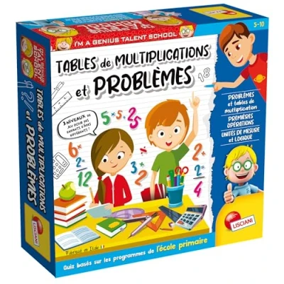 Image de Lisciani I&#039;m a Genius Talent School TABLES de MULTIPLICATION ET PROBLEMES Mathématiques Pour Enfants dès 5 Ans 3 Niveaux Jeux Adaptés jusqu&#039;à 10 Quiz Educatif Fabriqué en Italie