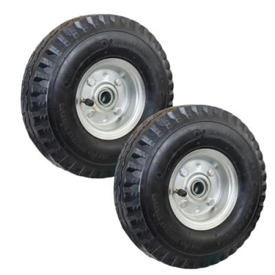 Image de Linxor Lot de 2 roues gonflables pour chariot 26 x 8.5 cm, axe 16 mm Noir