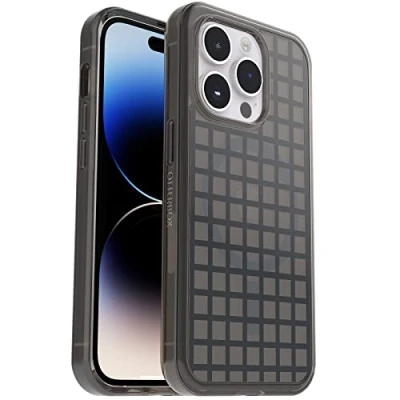 Image de OtterBox Symmetry+ Transparente Coque pour iPhone 14 Pro MagSafe, Antichoc, anti chute, fine, supporte 3 x plus de chutes que la norme militaire, antimicrobien, Window Pane Black