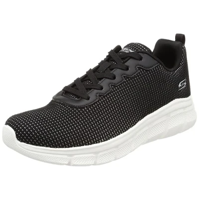 Image de Skechers Bobs B Flex Visionary Essence pour Femme, Bordure Blanche en Tricot Noir., 42 EU