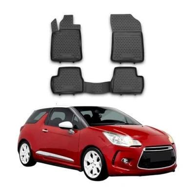 Image de Tapis de Sol Compatible avec Citroen DS3 2010 2019 Caoutchouc TPE Noir