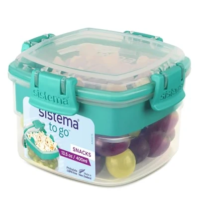 Image de Sistema Snacks TO GO Récipient de conservation alimentaire 400 ml Petit pot compartimenté pour encas Sans BPA couleurs assorties