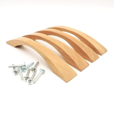 Image de Lot de 4 poignées Meuble en bois avec vis fixation Surface laquée Poignée tiroir/porte Bos Chêne
