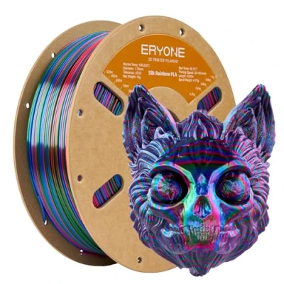 Image de ERYONE Silk Rainbow Twist PLA Filament, Fast Color Change for 3D Printing Shiny 1.75mm ±0.03mm, 1KG Spool (2.2 Lbs), Red Blue Green