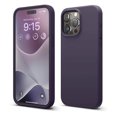 Image de elago Coque Silicone Liquide Compatible avec iPhone 15 Pro Max, Qualité Supérieure, Protection Intégrale [Structure Antichoc 4 Couches], Doublure Microfibre Douce Anti Rayures (Violet Intense)