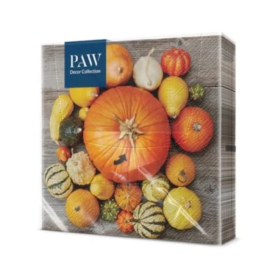 Image de PAW Serviette Papier (33 x 33 cm) I Lot de 20 Table 3 Plis Jetable Automne, Citrouilles Motif: Pumpkin Composition