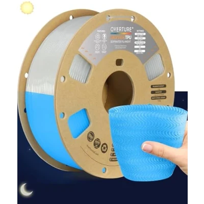 Image de OVERTURE TPU High Speed Filament 1,75 mm, Flexible 95A Roll, bobine de 1kg (2,2 lb), Précision Dimensionnelle +/ 0,02 mm (HS Bleu Lumineux)