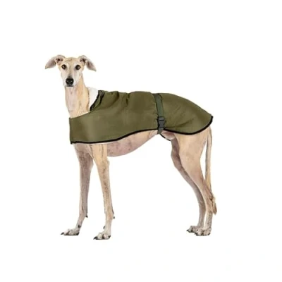Image de Manteau imperméable pour lévriers: Style, Protection Contre Le Froid et la Pluie Doublure en borregit, Isolation Thermique, Trou Harnais Idéal lévrier, Greyhound Podencos Khaki, S