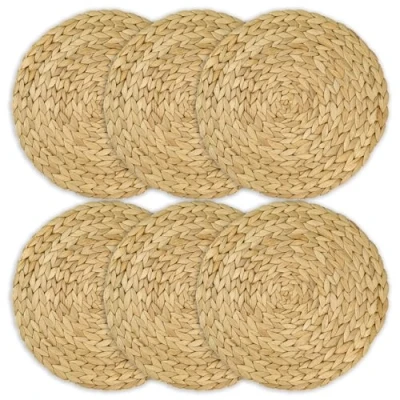 Image de HMF Lot de 6 sets table ronds tressés en jacinthe d&#039;eau Lavables 30 cm