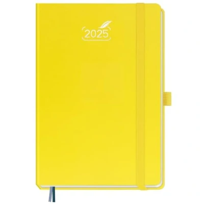 Image de BEZEND Agenda 2025 Semainier A5 en Françai Couverture Rigide Planner Hebdomadaire avec Papier 120 g/m² et Pages de Notes Pointillés Citron