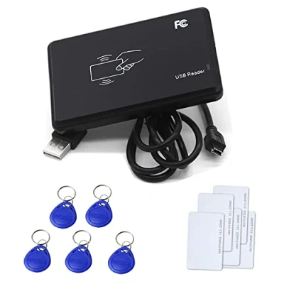 Image de YAVIS Lecteur RFID 125KHz de Carte d&#039;identité sans Contact 14443A avec Interface USB + 5 Porte clés EM4100 / TK4100 Cartes