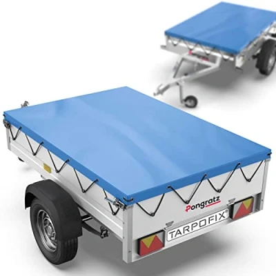 Image de Tarpofix® Bâche Protection Plate 256 x 145 8 cm avec Corde de remorque renforcée en PVC Bache pour Divers modèles remorques Voitures 750kg &amp; 1000kg