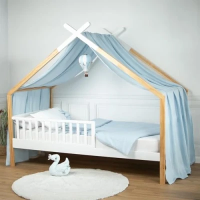 Image de Toile de lit ciel cabane en gaze coton Bleu 420 x 140 cm