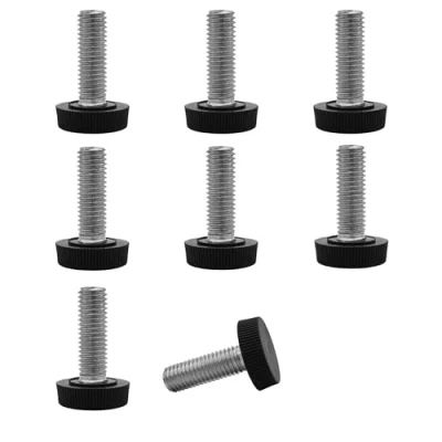 Image de SKIR&#039;CO Lot de 8 pieds nivellement meubles M10 x 30 mm, ronds réglables 25 mm diamètre, pied filetage