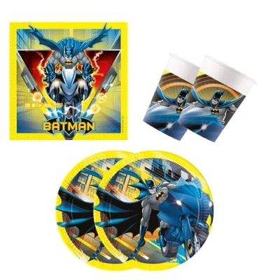 Image de Procos Marvel 10137430 Set de fête S Batman Rogue Rage 52 pièces 16 assiettes, gobelets, 20 serviettes Vaisselle jetable fête, décoration table