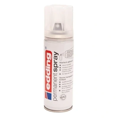 Image de edding 5200 vernis clair permanent en bombe transparent et brillante 200 ml acrylique fini pour fixer protéger la peinture aérosol
