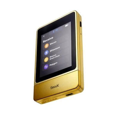 Image de SecuX Neo Gold Portefeuille crypto à écran tactile, Bluetooth &amp; USB C. Gérez Bitcoin, Ethereum, NFT et jetons avec sécurité militaire interface conviviale.