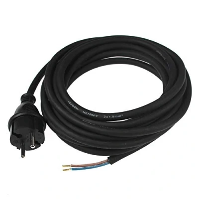 Image de Schwabe Cordon d&#039;Alimentation pour Perceuse en Caoutchouc de 5 m H05RNF 2 x 1,0 mm² Câble Adaptateur avec Fils Dénudés Chantiers &amp; Industrie IP44 Noir I 70530