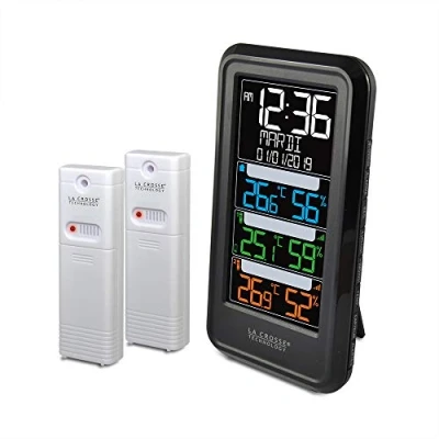 Image de La Crosse Technology WS6813 Station de température avec 2 capteurs thermo/hygro et écran coloré Noir