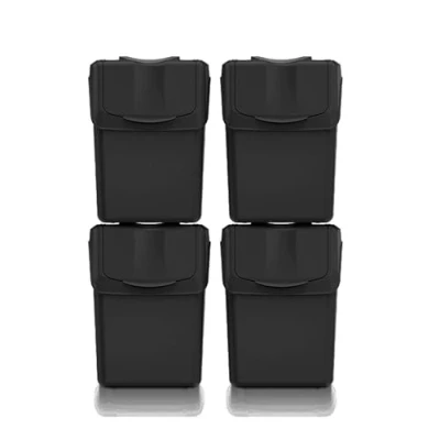 Image de Ensemble de 4 poubelles tri Keden SORTI BOX 4x20l noir recyclage