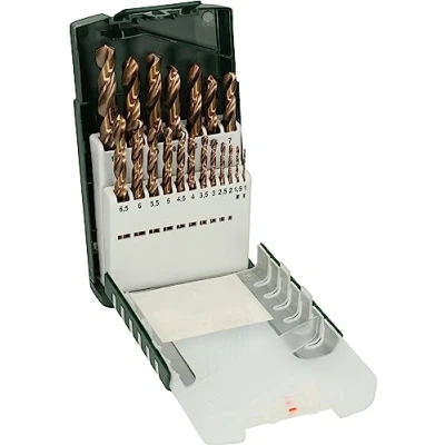Image de Bosch Accessories 2609255133 Set de 19 Forets à métaux rectifiés HSS Cobalt, Diamètres 1/1,5/2/2,5/3/3,5/4/4,5/5,5/6/6,5/7/7,5/8/8,5/9/9,5/10 mm