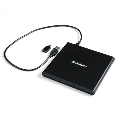 Image de Verbatim External Slimline Graveur CD/DVD Externe I USB 2.0 disque moblie incl. logiciel gravure et archivage de Nero DVD Lecteur CD design compact noir
