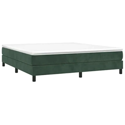 Image de vidaXL Cadre de Lit, Lit Rembourré, Double avec Sommier à Lattes, Adulte Chambre Coucher, Moderne, Vert Foncé 180x200 cm Velours