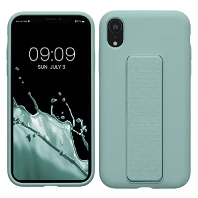 Image de kwmobile Coque Compatible avec Apple iPhone XR Housse Support Doigt en TPU Silicone Protection Fonction Menthe glaciale