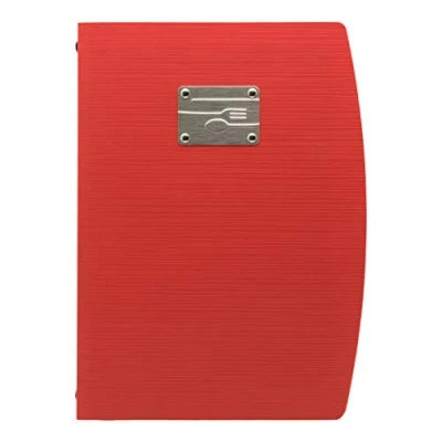 Image de Securit Porte Menu format A4 avec contour Fourchettes Plaque avant et 1 pochette Double Rouge