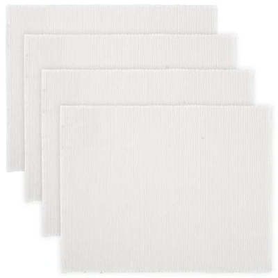 Image de LINUM UNI Set de Table Lot 4 35x46 cm, Coton Côtelé, Lavable en Machine, Blanc