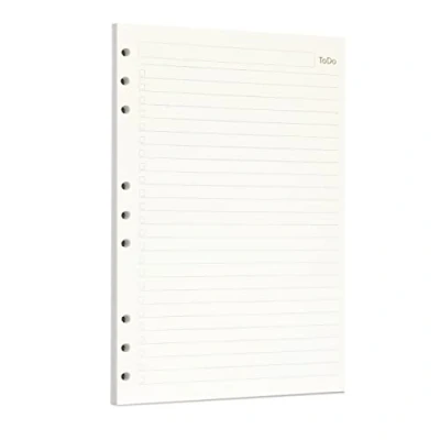 Image de Zelten Recharge de papier perforé pour reliure à 6 trous Journal intime rechargeable (B5/9 Hole, Todo)