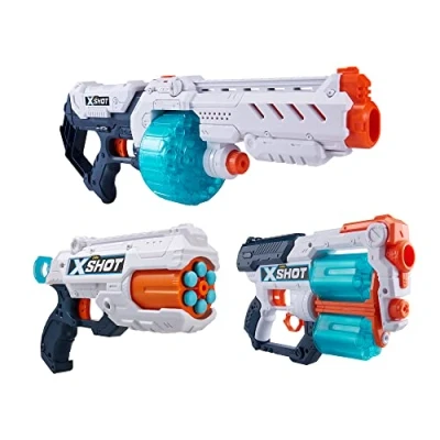 Image de ZURU RAINBOCORNS x Shot Excel Pack de 3 Pistolets (Turbo Fire, Xcess, Reflex 6, 96 Fléchettes incluses) Combo, 36421, 31.89 5.12 19.09 inches