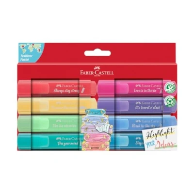 Image de Faber Castell 254626 Set de surligneurs TL 46, étui 8 pièces, couleurs pastel, pointe biseautée longue durée, largeur trait 1 5 mm