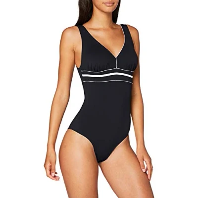 Image de Haute Pression Femme A8001 Maillot De Bain Une Pièce, Noir (Noir/Blanc), 48 EU