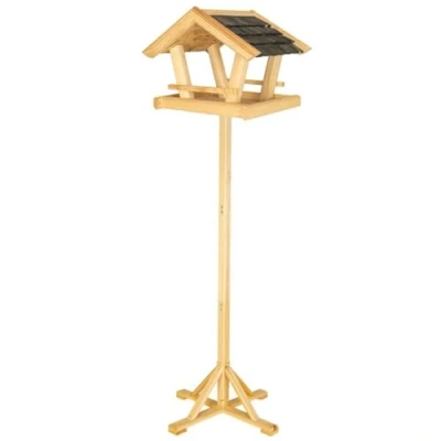 Image de ITA Mangeoire à Oiseaux 36x25x26 cm en Bois avec Support Maison pour Distributeur de Nourriture Sauvages Résistant aux intempéries, Stable, Robuste