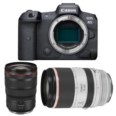 Image de CANON EOS R5 + RF 24 70mm f/2.8 L IS USM 70 200mm Neuf