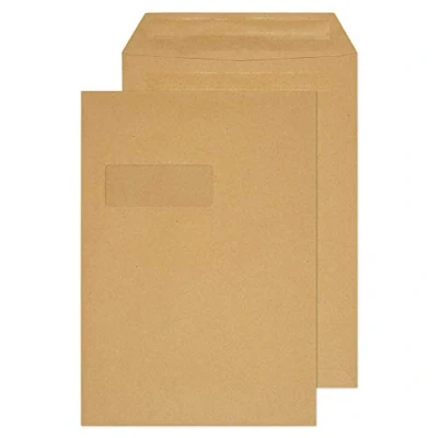 Image de Purely Everyday 90 g/m ² Format C4 324 x 229 mm Enveloppes auto adhésives à fenêtre Kraft C5 Lot de 250