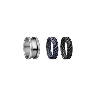 Image de BERING ensemble de Bagues Échangeables pour Homme en Argent, Noir et Bleu avec le Système Unique Twist &amp; Change, Symphony Set B